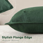 Foindtower Set of 2, Decorative Linen Soild Throw Pillow Covers Soft Accent Euro Cushion Case Farmhouse Neutral Pillowcase for Chair Couch Sofa Bedroom Living Room Home Decor 24 x 24 Inch Pine Green