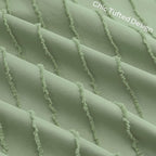 JELLYMONI Pillowcases Standard Size Light Green 2 Pack Boho Striped Bed Pillow Covers 20x26in Polyester Envelope Pillow Shams Tufted Bohemian Textured (Pillows are not Included)