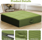 MeMoreCool Square Floor Pillows for Adults Kids, 2 Sets Large Meditation Cushion with 5" Thick Foam and Washable Tufted Cover, 22 Inch Green Seat Floor Cushions for Sitting and Yoga