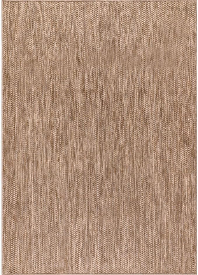Washable Indoor Outdoor Rug 10x14 Weather Resistant Area Rugs Modern Solid Jute Rug for Porch Deck Balcony Backyard Patio Outside Carpet (10 X 14 Jute Beige)