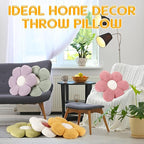 Coume 6 Pcs Flower Floor Pillows - 16 Inch Daisy Throw Pillows Cute Flower Decorative Floor Seat Cushions for Bedroom Home Sofa Chair Couch Decor(White, Pink, Purple, Yellow Green, Dark Green)