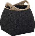 Household Essentials Handled Basket, Two Tone Seagrass and Paper Rope