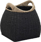 Household Essentials Handled Basket, Two Tone Seagrass and Paper Rope