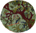 35 X 35 inch Large Mandala Floor Pillow Cushion Seating Throw Cover Hippie Decorative Bohemian Ottoman Poufs, Multi Pom Pom Pillow Cases,Boho Indian Pet Dog Bed Cover (Green T.L)