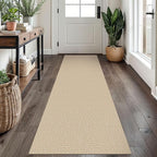 EARTHALL Washable Runner Rug 2x7 Ft Non Slip Runners for Hallways Cotton Rubber Backed Kitchen Runner Braided Indoor Floor Carpet Runners for Entryway, Hallway, Kitchen, Bedroom, Golden Beige/White