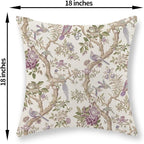 Chinoiserie Pillow Covers 18x18 Set of 2 Purple Green Floral Bird Throw Pillows Vintage Flowers Bird Decorative Pillow Cases Outdoor Chinoiserie Decor Farmhouse Cushion Case for Couch Sofa
