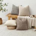 MIULEE Pack of 4 Couch Throw Pillow Covers 16x16 Inch Neutral Beige/Brown Soft Decorative Chenille Pillow Covers Farmhouse Accent Cushion Covers for Boho Spring Home Decor Sofa Bedroom Living Room