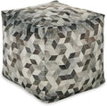 Signature Design by Ashley Albermarle Casual Geometric Patterned Pouf 18 x 18 Inches, Gray & Dark Brown