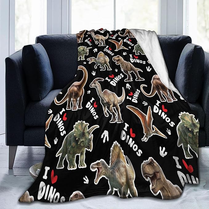 Dinosaur Throw Blanket Soft Flannel Blanket 60"x50" in Bed Blanket Home Decor for Room Sofa Couch All Season