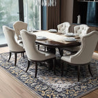 Lessymo 9 x 12 Area Rugs for Living Room, Machine Washable Area Rugs Boho Faux Wool Low Pile Area Rug for Bedroom, Floral Medallion Vintage Rugs with Non-Slip Rubber, Kid & Pet Friendly,Black Brown