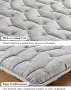 Premium Foam 3.2" Thick Japanese Futon Floor Mattress - Queen Size 60"x80" 100% High-Density Foam,Comfortable Sleeping Pad,Tatami Mat for Dorm,Bedroom Guest Room，Boys Girls Dormitory Pads(Hemp Gray)