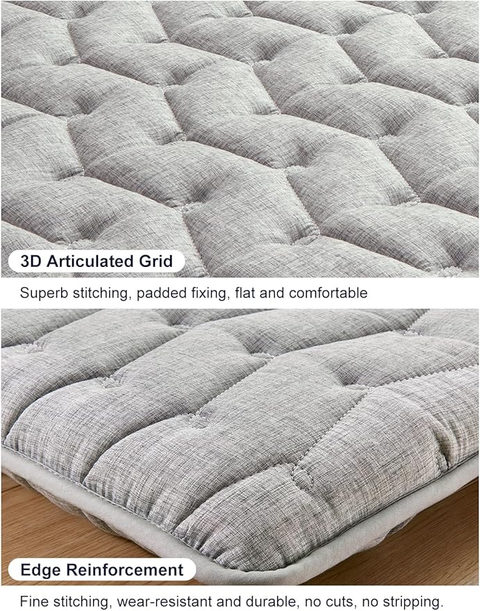 Premium Foam 3.2" Thick Japanese Futon Floor Mattress - Queen Size 60"x80" 100% High-Density Foam,Comfortable Sleeping Pad,Tatami Mat for Dorm,Bedroom Guest Room，Boys Girls Dormitory Pads(Hemp Gray)