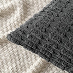 MIULEE Pack of 2 Corduroy Decorative Throw Pillow Covers 18x18 Inch Soft Boho Striped Pillow Covers Modern Farmhouse Home Decor for Sofa Living Room Couch Bed Dark Grey