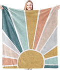 HIWX Boho Sun Throw Blanket – Pastel Sunshine Blanket for Girls or Toddlers, Soft Picnic or Nap Blanket for Nursery or Travel, 50x60 Inches