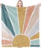 HIWX Boho Sun Throw Blanket – Pastel Sunshine Blanket for Girls or Toddlers, Soft Picnic or Nap Blanket for Nursery or Travel, 50x60 Inches