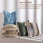 AmHoo Boho Throw Pillow Covers Set of 2 Decorative Bohemian Woven Tufted Striped Farmhouse with Tassels Textured Cushion Case Pillowcase Neutral for Sofa Couch Bed 18 x 18-Inch Black Brown