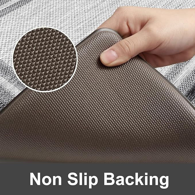 KIMODE Anti Fatigue Kitchen Mat Cushioned, Farmhouse Kitchen Rugs Sets of 2, Non Slip Memory Foam Kitchen Mat for Floor, Standing Desk Mat for Laundry Office Sink 20"x59"+20"x32" Grey