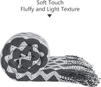NTBAY Acrylic Knitted Throw Blanket, Lightweight and Soft Cozy Decorative Woven Blanket with Tassels for Travel, Couch, Bed, Sofa, 51x67 Inches, Grey Wave