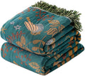 King Throw Blanket for Bed 100% Cotton Boho Soft Rustic Quilt Birds and Floral Double Embroidery Breathable Spring Bed Blanket,90"x108" All Season Blankets for Bedding Couch Room Decor