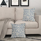 Blue Floral Pillow Covers 18x18 Set of 2 Vintage Rustic Old Style Cute Small Flower Blue Cream Print Decorative Outdoor Pillowcases Farmhouse Throw Cushion Case Decor for Couch Sofa Bed