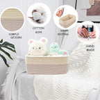 COMFY-HOMI 13" x 8.5" x 5.1" Storage Baskets for Organizing | Cotton Rope Woven Basket | Toy Storage Bin Box | Basket for Shelves,1 Pack,light brown