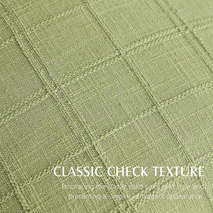 Foindtower Set of 2 Decorative Linen Check Throw Pillow Covers Neutral Farmhouse Vintage Cushion Covers Modern Boho Accent Home Decor for Sofa Chair Couch Bedroom Living Room,26×26 Inch,Light Green