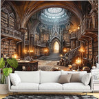 Accnicc Gothic Library Tapestry Medieval Bookshelf Tapestries Wall Hanging Goth Vintage Dark Academia Hall Library Backdrop Extra Large Tapestry for Bedroom Living Room Dorm Classroom 90 x 68 inch