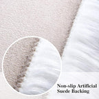 Softlife White Small Faux Sheepskin Throw Rug Fluffy Shag Fur Chair Cover Pad Washable Square Area Rugs for Living Room Bedroom Dorm 20" x 20"