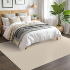 EARTHALL Woven Area Rugs 5x7 Ft Washable Living Room Rugs Non Slip Rubber Backed Dining Room Rug Braided Bedroom Rugs Indoor Floor Carpet for Living Room, Bedroom, Dining Room, Beige/Khaki