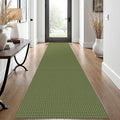 EARTHALL Woven Runner Rug 2x12 Ft Washable Runners for Hallways Extra Long Cotton Non Slip Rubber Backed Kitchen Runner Braided Indoor Floor Carpet for Entryway, Hall, Kitchen, Green