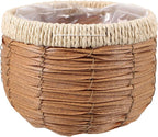 GANAZONO Woven Planter Basket Natural Rattan Plant Pot 7.28X7.28X5.31In Handwoven Multi-Purpose Flower Container for Indoor Outdoor Decor and Storage