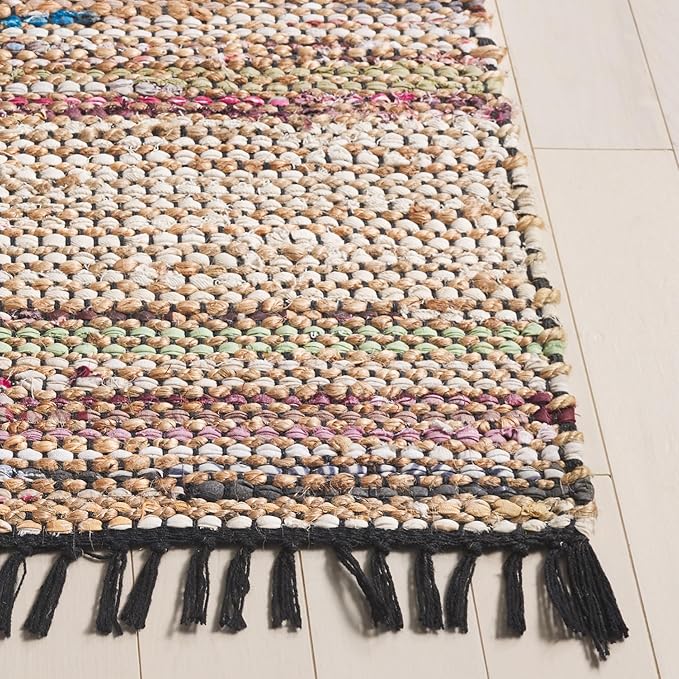 SAFAVIEH Cape Cod Collection Runner Rug - 2'3" x 8', Pink & Beige, Handmade Jute & Denim, Ideal for Living Room, Hallway, Foyer, Bedroom (CAP153U-28)