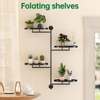 Rotating Window Shelves for Multiple Plants Indoor,4-tier Metal Corner Black Plant Stand Holder Floating Hanger Shelf for Wall，Windows Sill Gifts for Planter Lover to Enhance Home Decor
