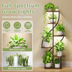 Plant Stand Indoor with Grow Light, 51" Tall Plant Stand for Multiple Plants, 6 Tiered Plant Shelf Indoor, Corner Metal Flower Plant Holder Display Rack for Living Room, Patio Decor