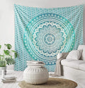 ANJANIYA Ombre Wall Hanging Bohemian Tapestry, Metallic Wall Art Bedspread, Psychedelic Hippie Mandala Dorm Décor for Hanging, Bedding, Beach Coverlet Curtain, Green, 54"X60"