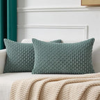 Kevin Textile 12x20 Inch Pillow Cover 1 Pack Boho Decorative Soft Striped Corduroy Lumbar Farmhouse Color Accent Rectangle Cushion Case for Living Room Couch Sofa Bed, Teal Green