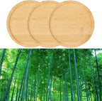 3 Pack Bamboo Saucer, 6 Inch Plant Saucer, 5" Cactus Plant Tray, Round Bamboo Tray for Modern Ceramic Flower Pot, Planter Pot, Cup Holder, Spoon Holder, Kitchen Utensil Rest