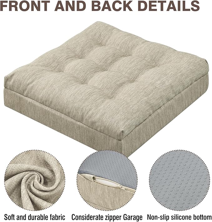 Shinnwa Memory Foam Recliner Cushion for Elderly, Dual-Layer Foam Chair Pad, Patented Design Extra Large Seat Cushion for Couch, Armchair, Wicker Chairs, Floor, 20 × 20 × 5in, Beige