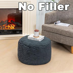 Unstuffed Pouf Ottoman Cover Handmade Footstool Ottoman Storage Solution Floor Pouf Footrest Cushion 20 Diameterx12Height Inches for Living Room Wedding Bedroom Gray No Filler