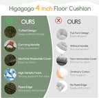 Washable Floor Pillow Cushion for Adults, Meditation Cushion Pillow, Removable Tufted Blended Corduroy Cover, Large Square Floor Sitting for Tatami Living Room or Yoga, 2Pack, Machine Washable
