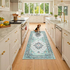 Area Rugs 2'x6' Runner Rug Non Slip Washable for Kitchen Hallway Bedroom Beside Laundry Room Bathroom Rug, Floor Carpet, Green Navy Blue White Red Teal Colorful