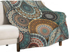 Bohemian Throw Blanket Colorful Vintage Floral Mandala Flower Aztec Boho Blanket for Sofa Bed Couch Chair Or Dorm 50"x60"