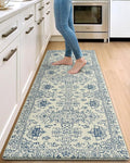 DEXI Kitchen Mats for Floor Cushioned, 23x59 Extra Large Wide Runner Rug Non Slip, Waterproof Soft Comfort Standing Padded Anti Fatigue Decorative, Blue White
