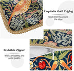 KSLIDS Navy Blue Sage Green Soft Velvet Throw Pillow Covers Set of 2 Red Strawberry Floral Bird Decorative Pillow Covers 20x20 Inch Vintage Chinoiserie Pillow Case for Sofa Couch Farmhouse Home Decor