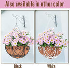 LaLaGreen Hanging Baskets for Plant Outdoor (20 Inch, 4 Pack) Extra Large Black Metal Wire Hanging Planter with Coco Liner Round Flower Pot Holder Hanger Deck Porch Decor Modern Garden Balcony Country