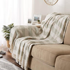 DII Rustic Farmhouse Cotton Cabana Striped Blanket Throw with Fringe, 50 x 60 - Cabana Striped Artichoke