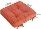 Tiita Chair Cushion Pads with Ties 18x18 Inch, Square Seat Floor Pillows Pad, Tufted Outdoor Patio Cushions, Dining Chairs Pillows Set of 2,Orange