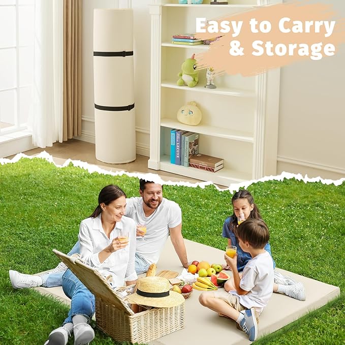 Waterproof Baby Play Mat for Floor Memory Foam 50 * 50 Cushion Playpen Playmat Tummy Time Crawling Mat Nursery Rug Thick Pad Create Soft & Safe Area for Infants,Toddler,Kids,Beige