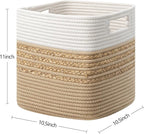 UBBCARE Set of 4 Storage Cubes 13 X 13 X 13 in, Water Hyacinth Storage Bins for Shelves, Toys, Book, Storage Baskets with Handles, Cotton Rope Woven Baskets for Organizing, Brown