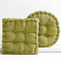 2 Pack Large Square and Round Floor Cushions for Adults Meditation Floor Pillow Green Corduroy Floor Seat Pillows Cushion for Living Room Balcony Tatami Yoga,18x18 Inch